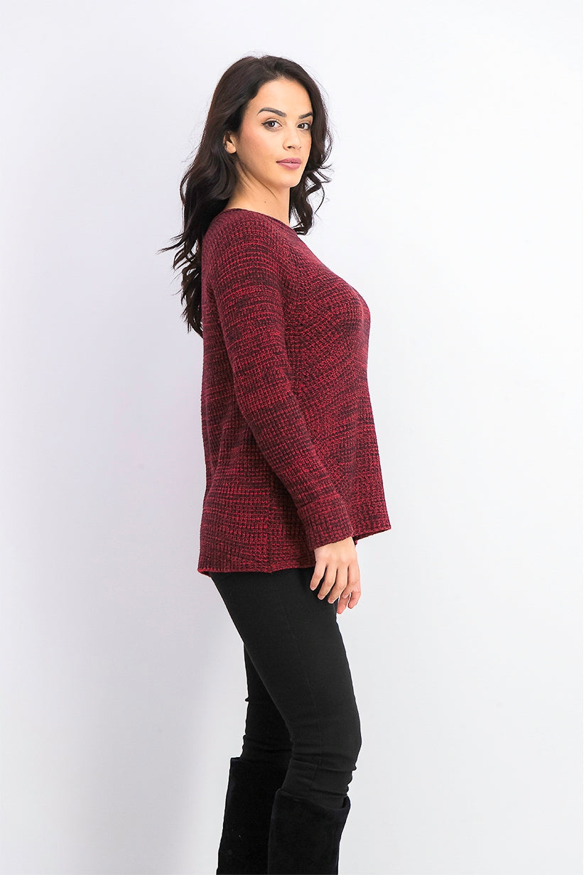 Style & Co Women's Petite Marled-Knit Sweater  Red Size Petite Small