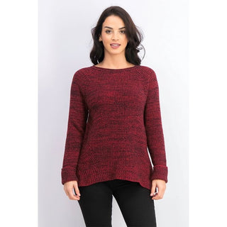 Style & Co Women's Marled Knit Sweater Red Size Petite