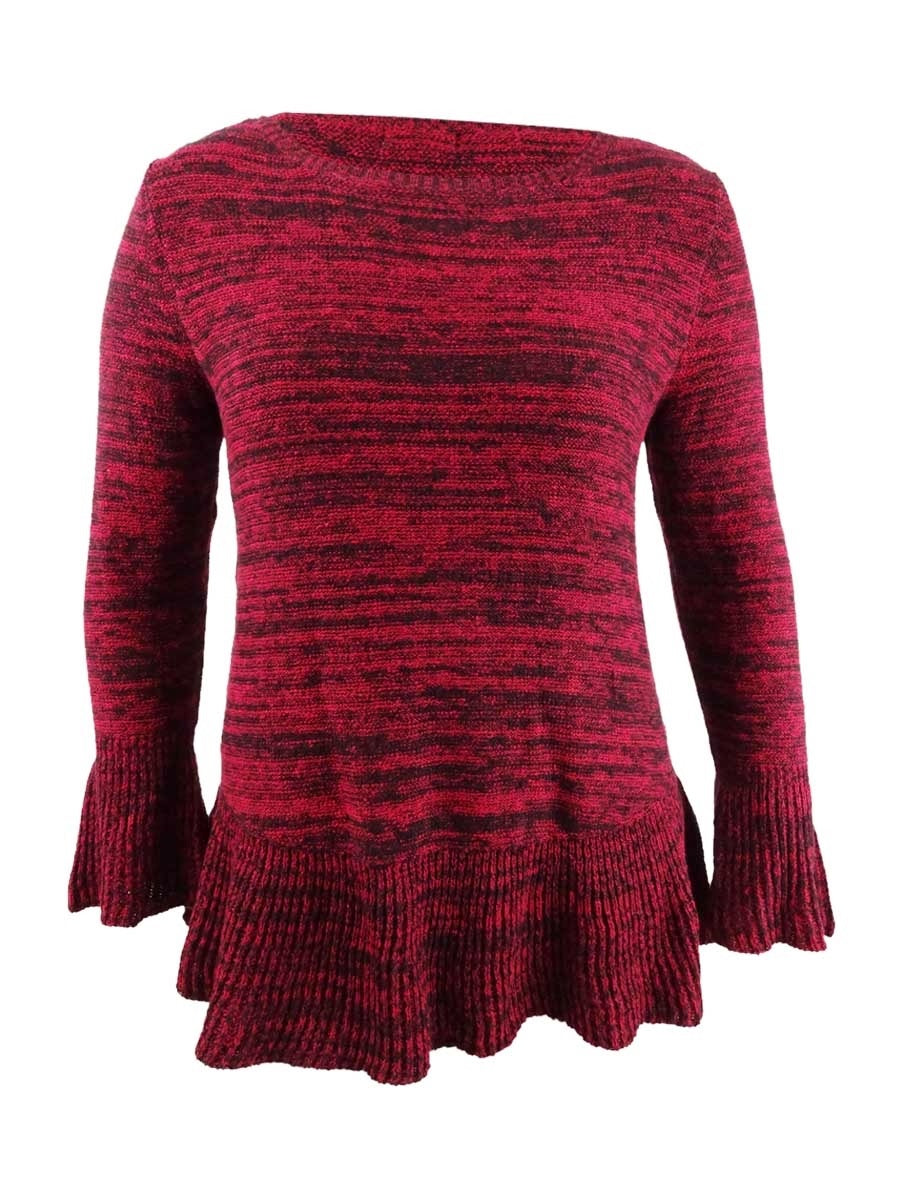 Style & Co Women's Marled Knit Sweater Red Size Petite