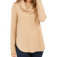 Style & Co Women's Cowl-Neck Waffle-Knit Sweater Beige Size Large