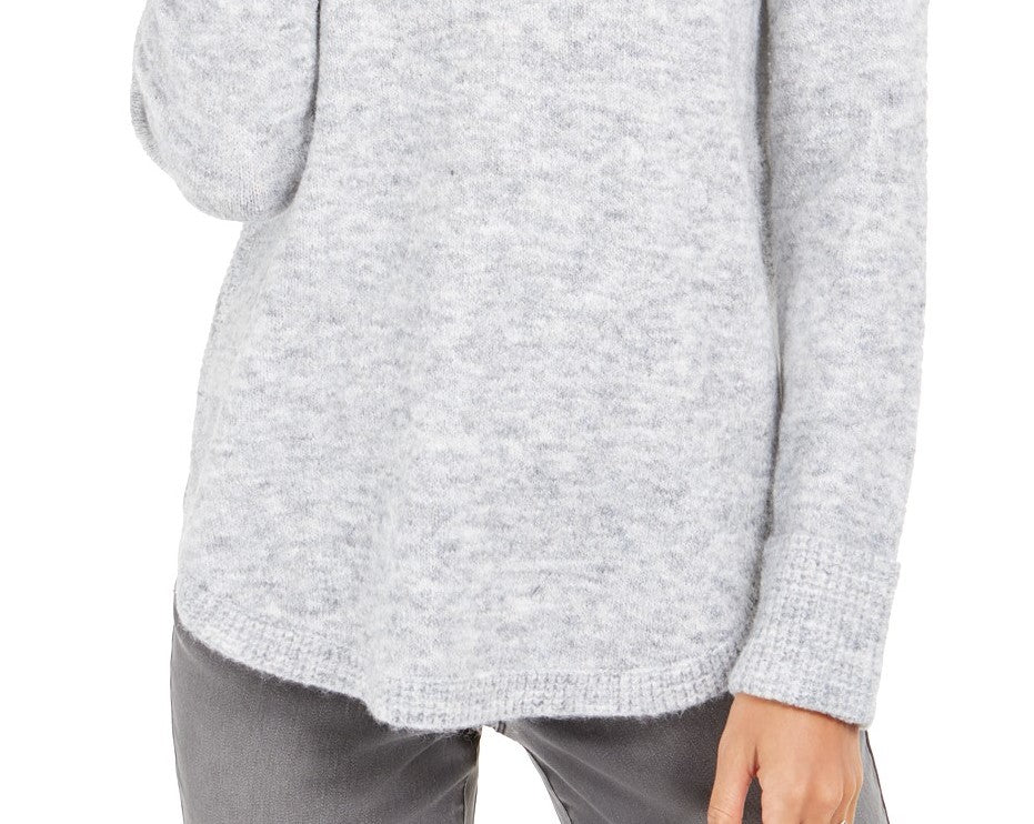 Style & Co Women's Cowl-Neck Waffle-Knit Sweater Gray Size Small