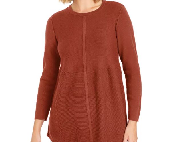 Style & Co Women's Knit Mixed Stitch Tunic Beige Size Medium