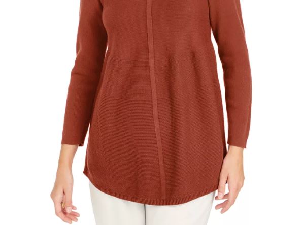 Style & Co Women's Knit Mixed Stitch Tunic Beige Size Medium