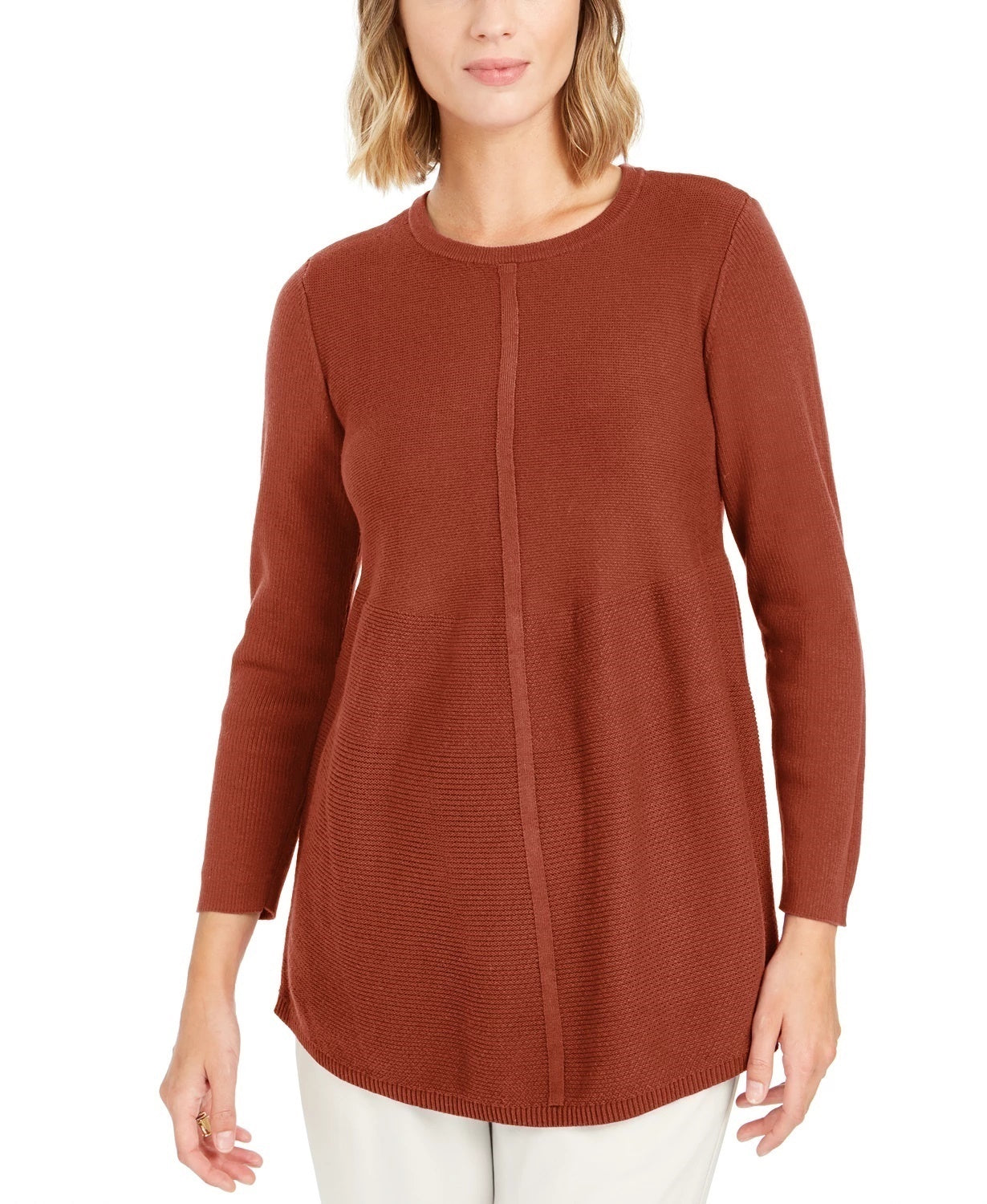 Style & Co Women's Knit Mixed Stitch Tunic Beige Size X-Small