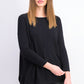 Style & Co Women's Petite Seam-Front Tunic Sweater Black Size Petite