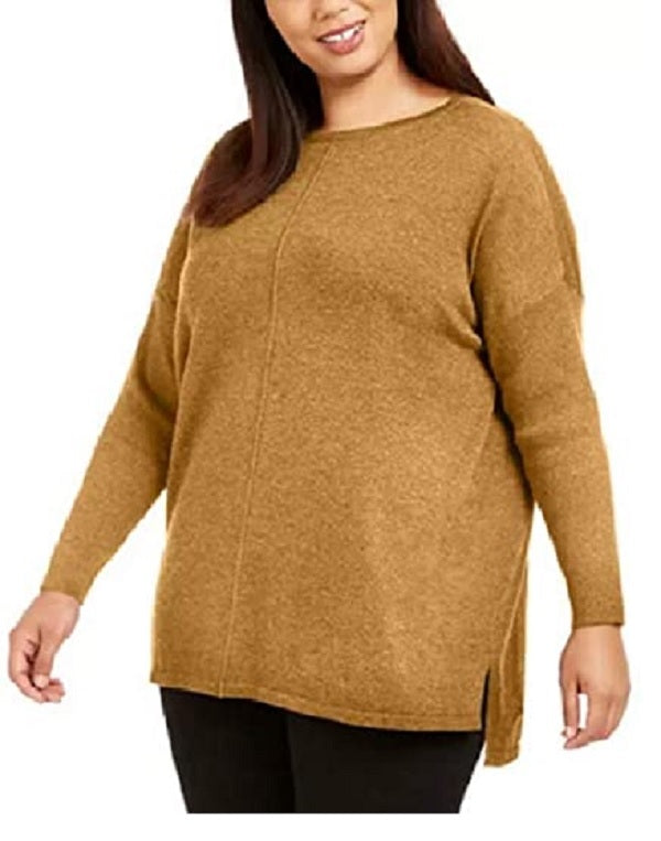 Style & Co Women's Petite Seam-Front Tunic Sweater Brown Size Petite Small