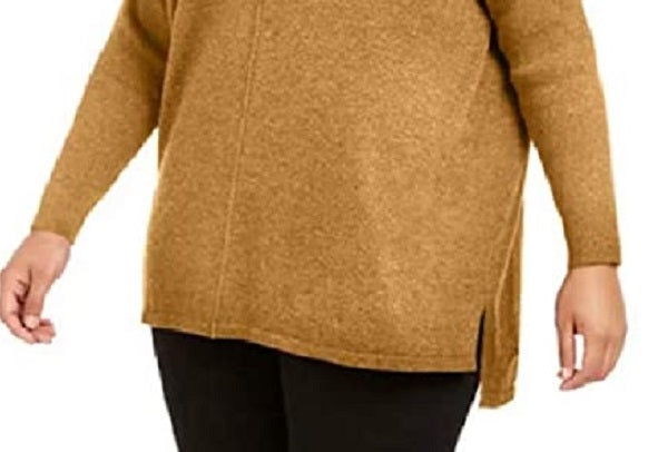 Style & Co Women's Petite Seam-Front Tunic Sweater Brown Size Petite Small