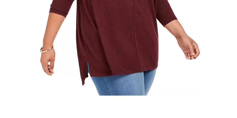 Style & Co Women's Seam Front Tunic Sweater Beige Size 4X