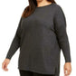 Style & Co Women's Plus Size Seam-Front Tunic Sweater Dark Gray Size 1X