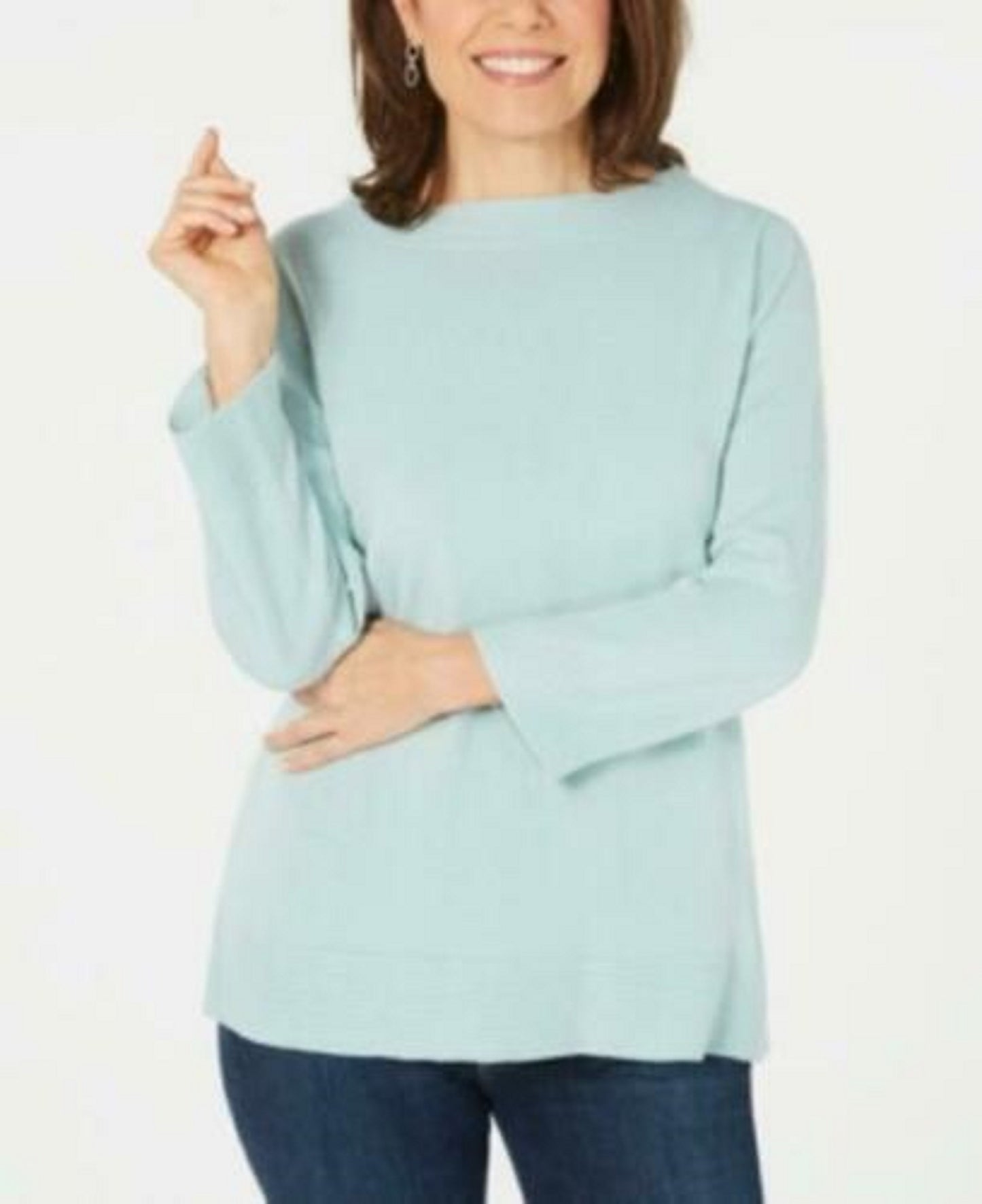 Karen Scott Women's Bateau-Neck Long-Sleeve Sweater Blue Size X-Large