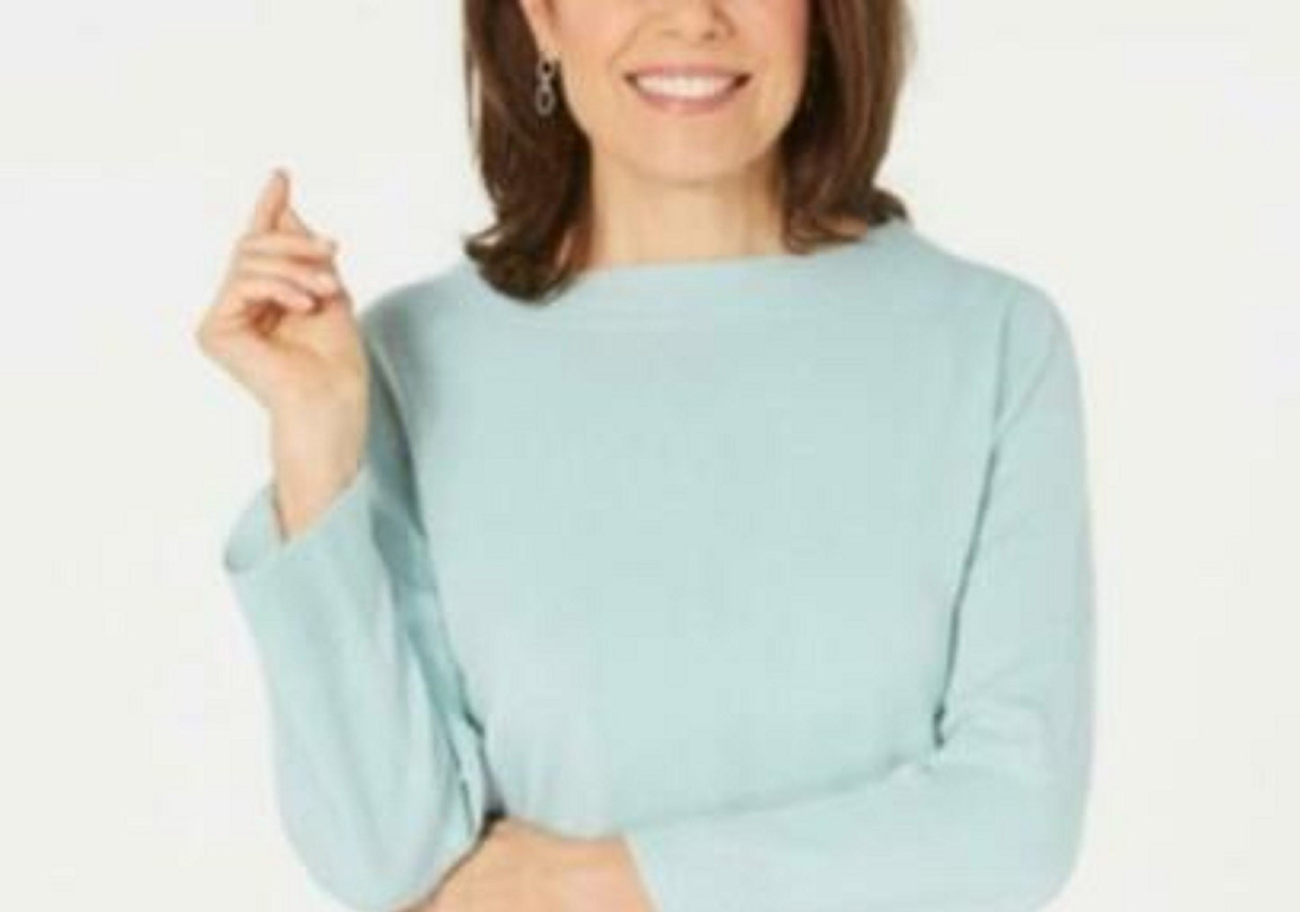 Karen Scott Women's Bateau-Neck Long-Sleeve Sweater Blue Size X-Large