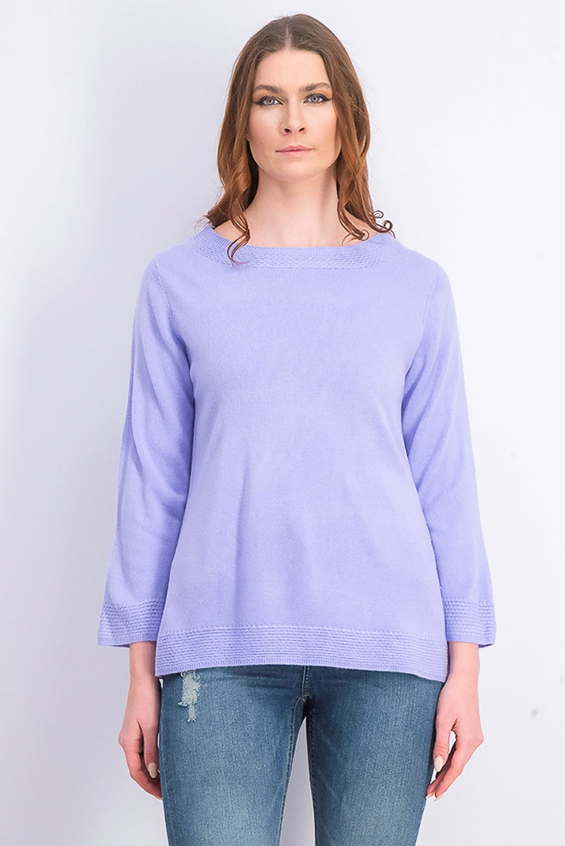 Karen Scott Women's Bateau-Neck Long-Sleeve Sweater  Purple Size 2 Extra Large