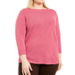 Karen Scott Women's Bateau-Neck Long-Sleeve Sweater Pink Size Medium