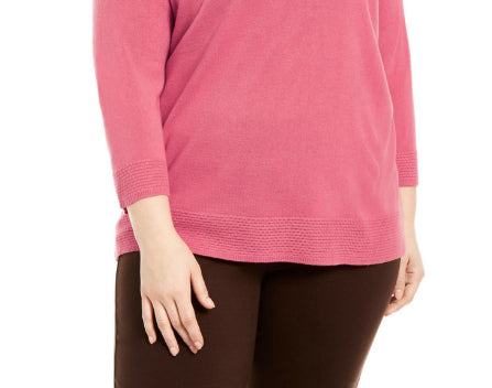 Karen Scott Women's Bateau-Neck Long-Sleeve Sweater Pink Size Medium