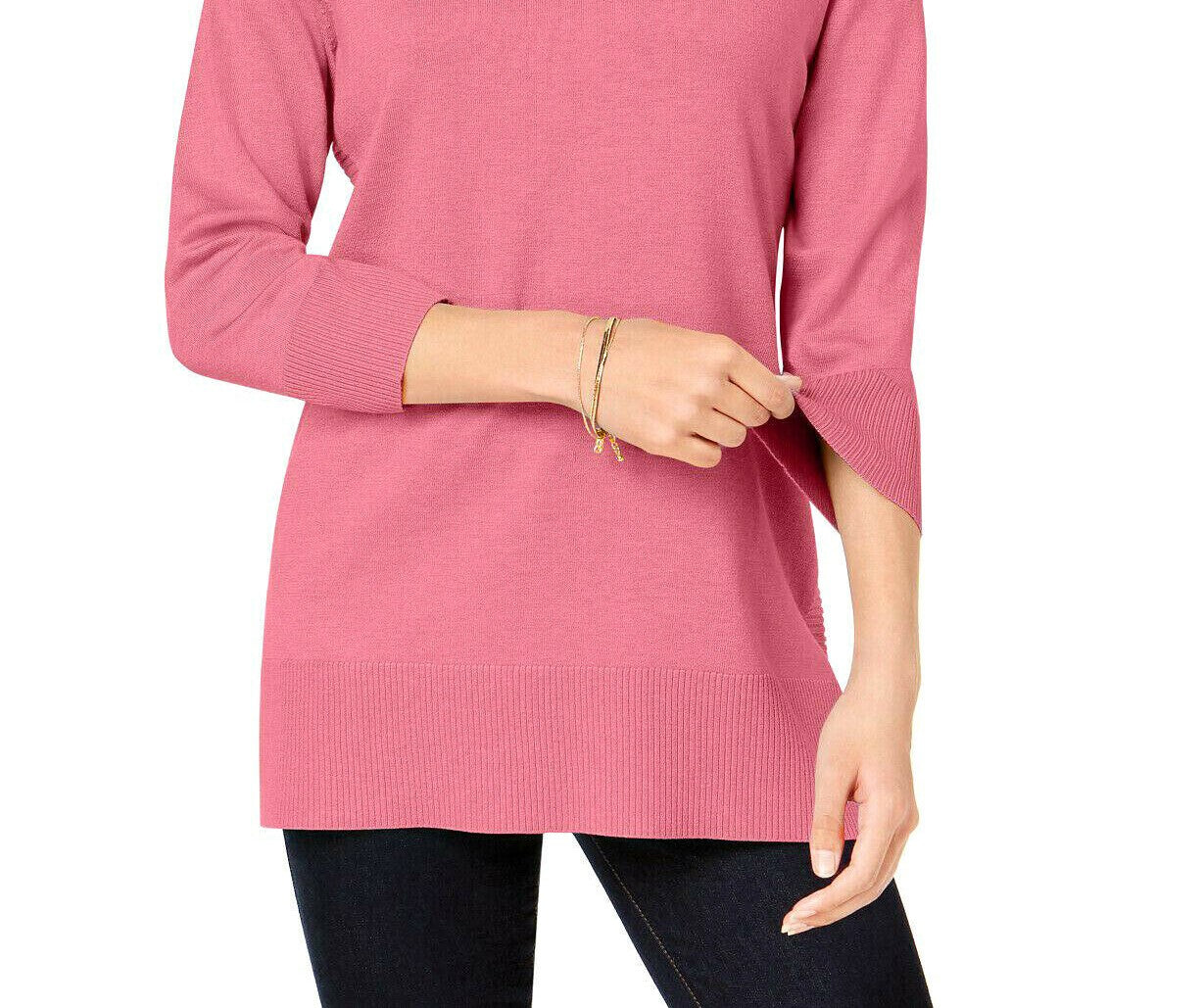Karen Scott Women's Bateau-Neck Long-Sleeve Sweater Pink Size Small