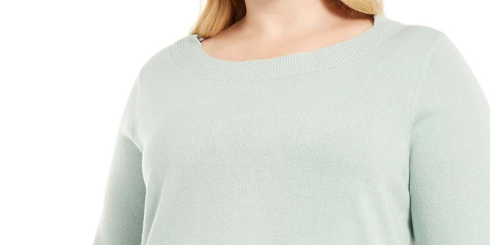 Karen Scott Women's Ballet Neckline Sweater Navy Size 1X