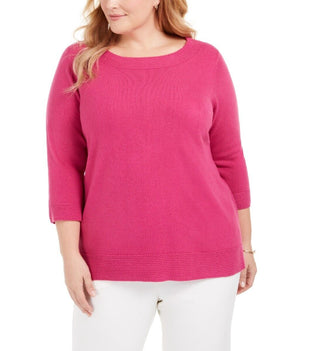 Karen Scott Women's Plus Size Ballet Neckline Sweater Med Pink Size 1 Extra Large