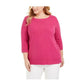 Karen Scott Women's Ballet Neckline Sweater Raspberry Size 2X