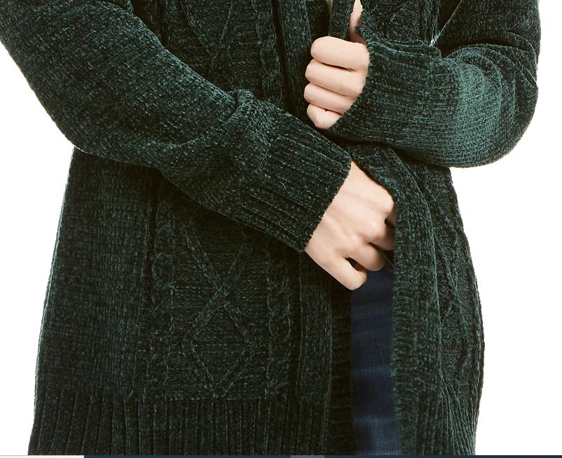 Karen Scott Women's Chenille Open Front Cardigan Green Size XX-Large