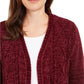 Karen Scott Women's Chenille Open Front Cardigan Red Size Small