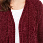 Karen Scott Women's Chenille Open Front Cardigan Red Size Small