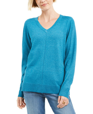 Karen Scott Women's V-Neck Pullover Sweater Blue Size Medium