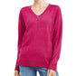 Karen Scott Women's V-Neck Pullover Sweater Magenta Size Large