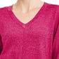 Karen Scott Women's V-Neck Pullover Sweater Magenta Size Large