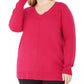 Karen Scott Women's Plus Size V-Neck Sweater Dark Pink Size 1X
