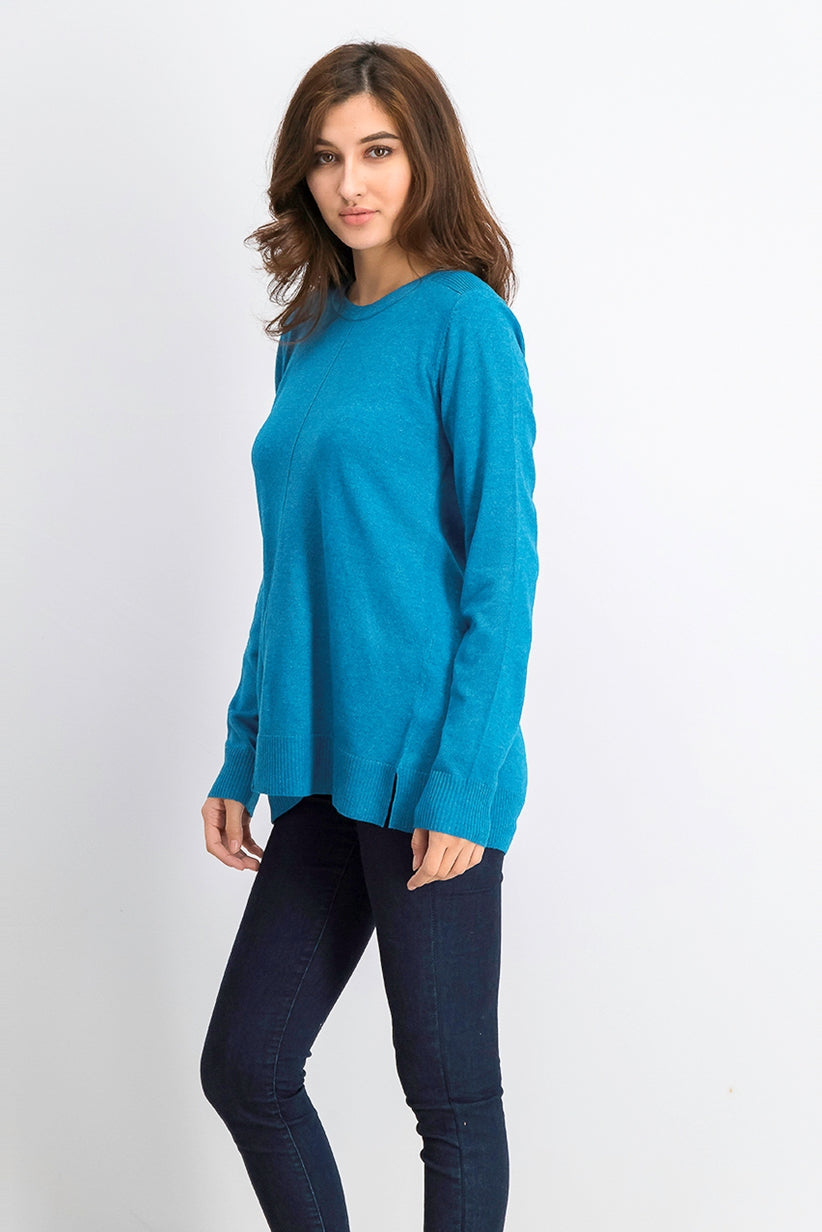 Karen Scott Women's Crewneck Long-Sleeve Sweater Blue Size Medium