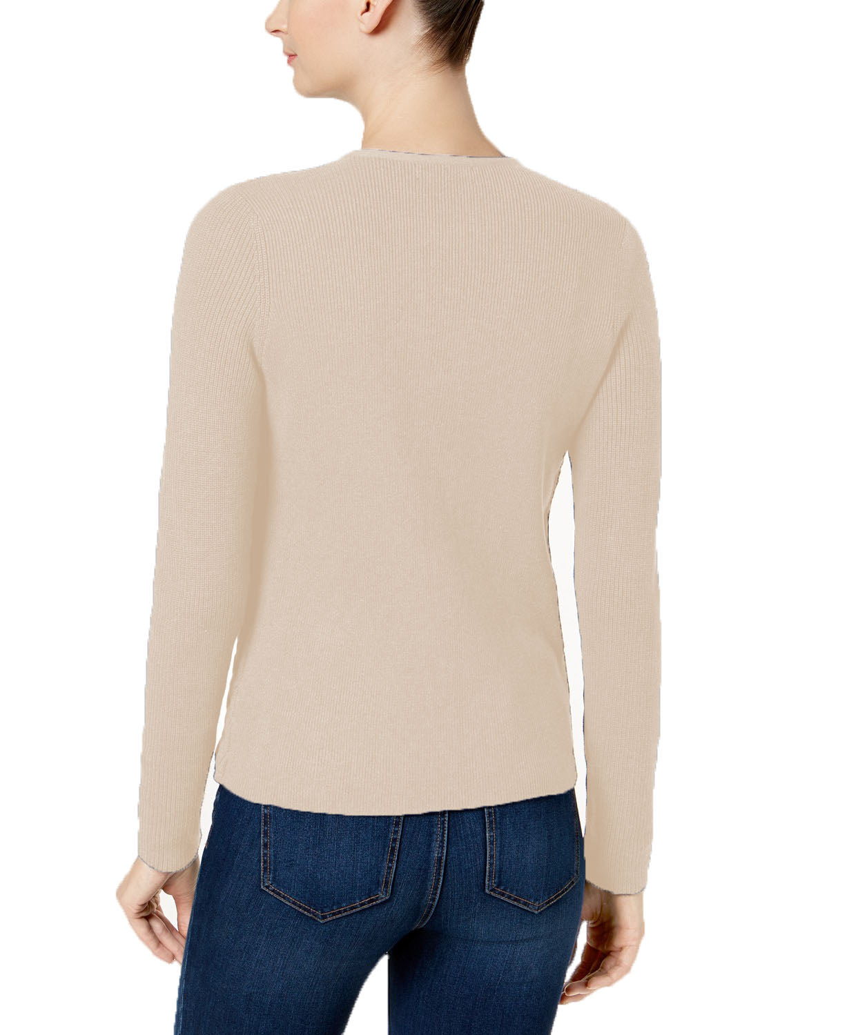 Charter Club Women's Cotton Quilted Zip-Front Cardigan Beige Size Large