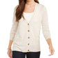 Charter Club Women's Merino Wool V-Neck Cardigan Beige Size Medium