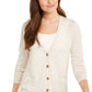 Charter Club Women's Merino Wool V-Neck Cardigan Beige Size Medium