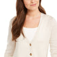 Charter Club Women's Merino Wool V-Neck Cardigan Beige Size Medium