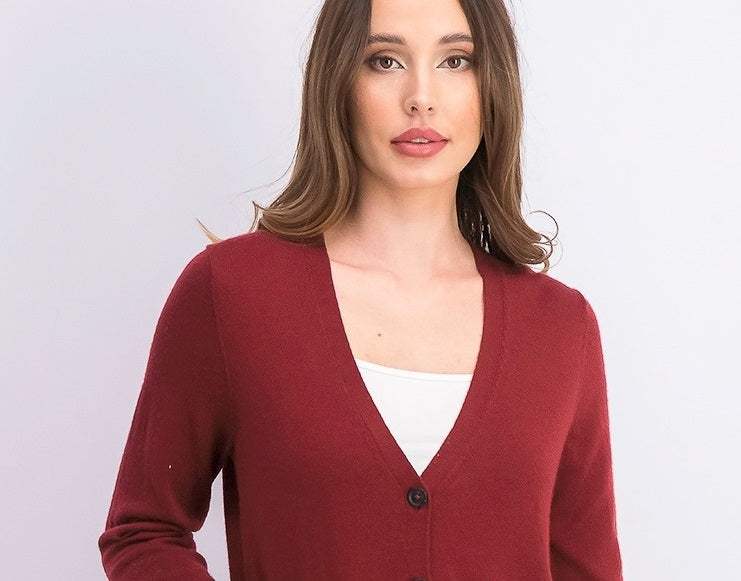 Charter Club Women's Merino Wool V-Neck Cardigan Carriage Red Size Medium