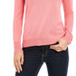 Charter Club Women's Merino Wool Button-Cuff V-Neck Sweater  Pink Size Large