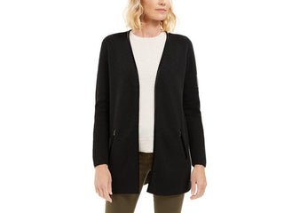 Charter Club Women's Milano Cotton Open-Front Cardigan  Charcoal Size Small