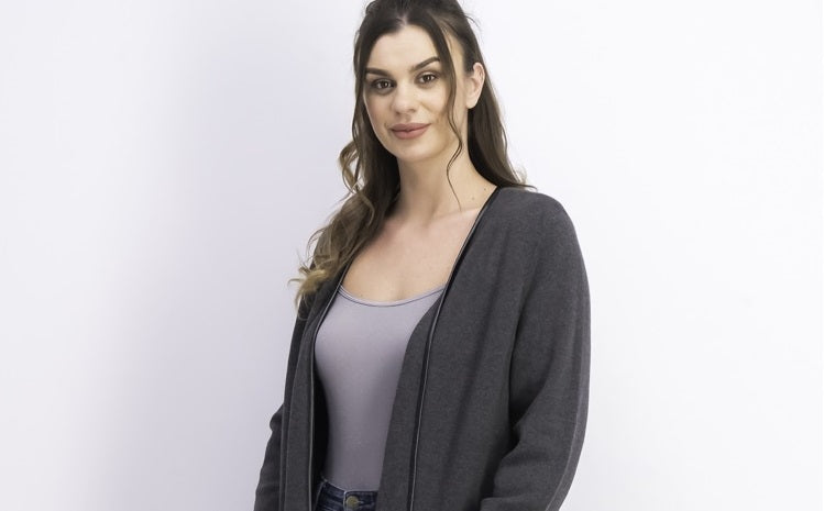 Charter Club Women's Milano Cotton Open-Front Cardigan Charcoal Hthr Size Large