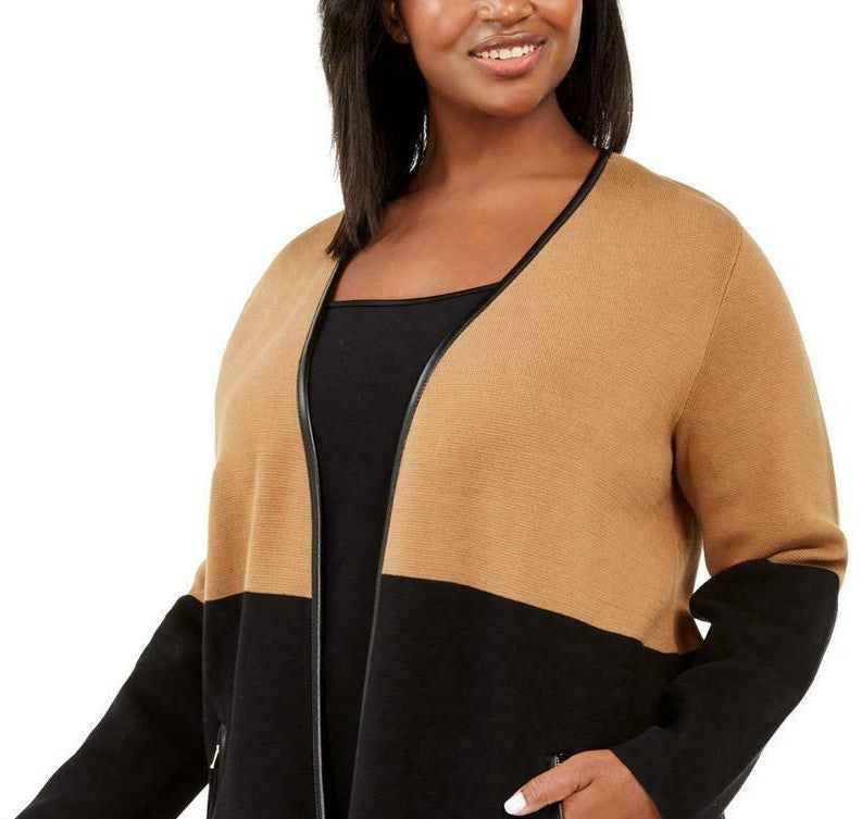 Charter Club Women's Petite Milano Cotton Completer Sweater Brown Size Small