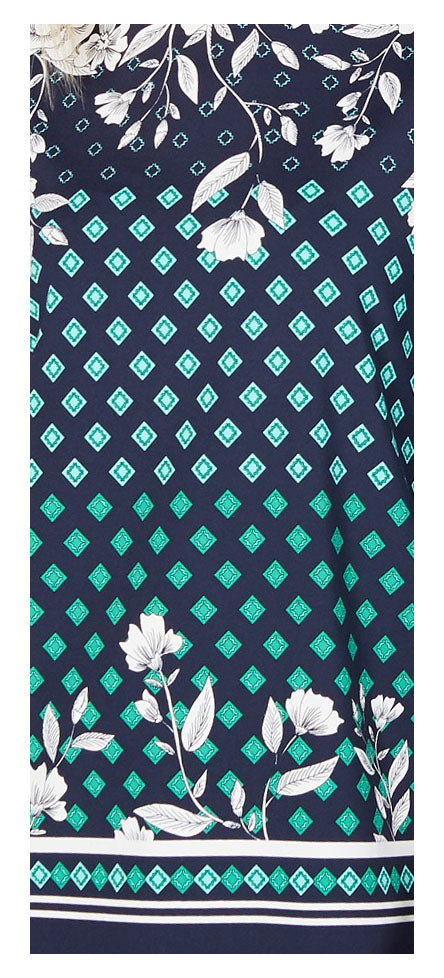 Charter Club Women's Printed Boat-Neck Top Blue Size Large