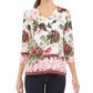 Charter Club Women's Garden Printed V-Neck Top White Size Large