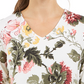 Charter Club Women's Garden Printed V-Neck Top White Size Medium