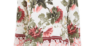 Charter Club Women's Garden Printed V-Neck Top White Size Medium