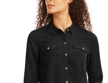 Charter Club Women's Two Pocket Shirt Black Size X-Small