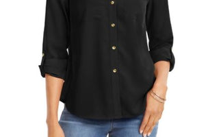 Charter Club Women's Two Pocket Shirt Black Size X-Small