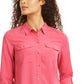 Charter Club Women's Two-Pocket Shirt Dark Pink Size Large