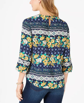 Charter Club Women's Printed Top Blue Size 2 Extra Large