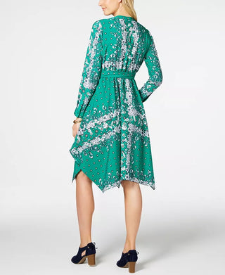 Charter Club Women's Long-Sleeve Handkerchief Dress  Green Size Extra Large