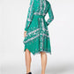 Charter Club Women's Long-Sleeve Handkerchief Dress Dark Green Size Extra Small