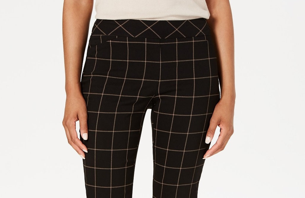 Charter Club Women's Windowpane Pants Black CMB Size 8